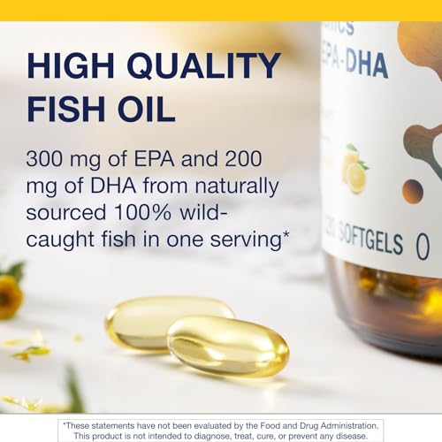 Metagenics OmegaGenics EPA-DHA 500, étiquette et flacon, formulation fiable pour le quotidien.