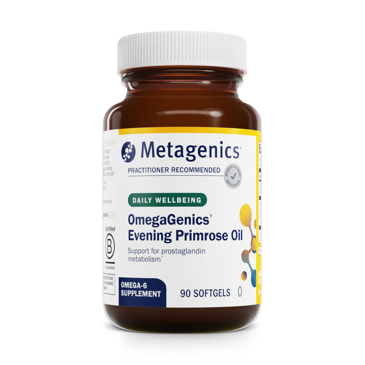 Metagenics OmegaGenics huile d’onagre bouteille pour une peau saine.