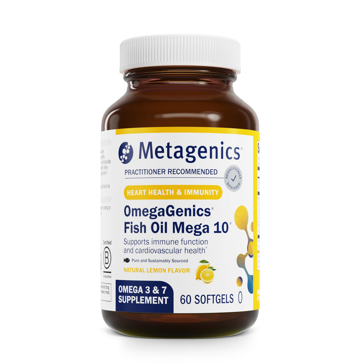 Metagenics OmegaGenics Mega 10, gelules molles en bouteille pour une utilisation quotidienne