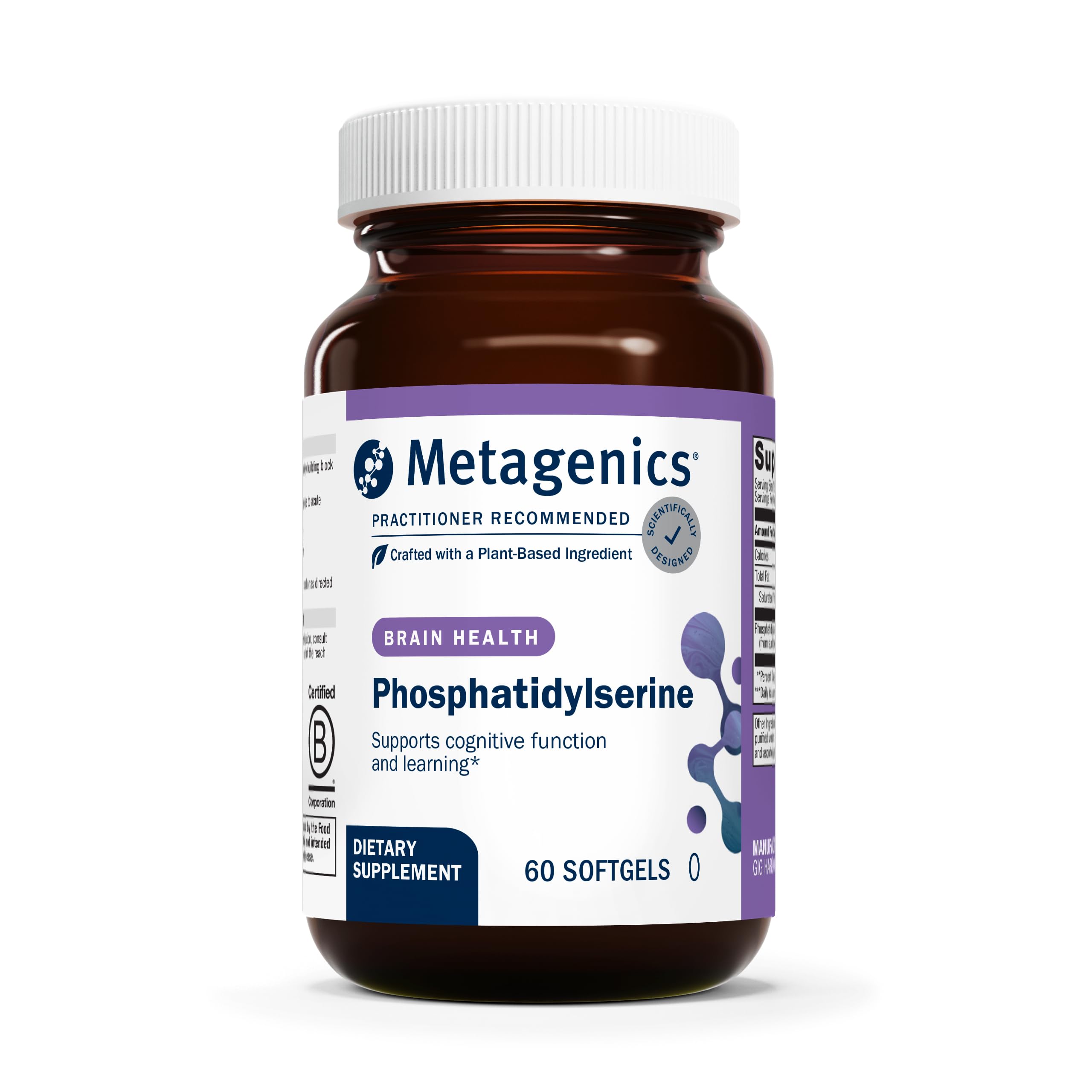 Metagenics Phosphatidylsérine – bouteille montrant le soutien cérébral.