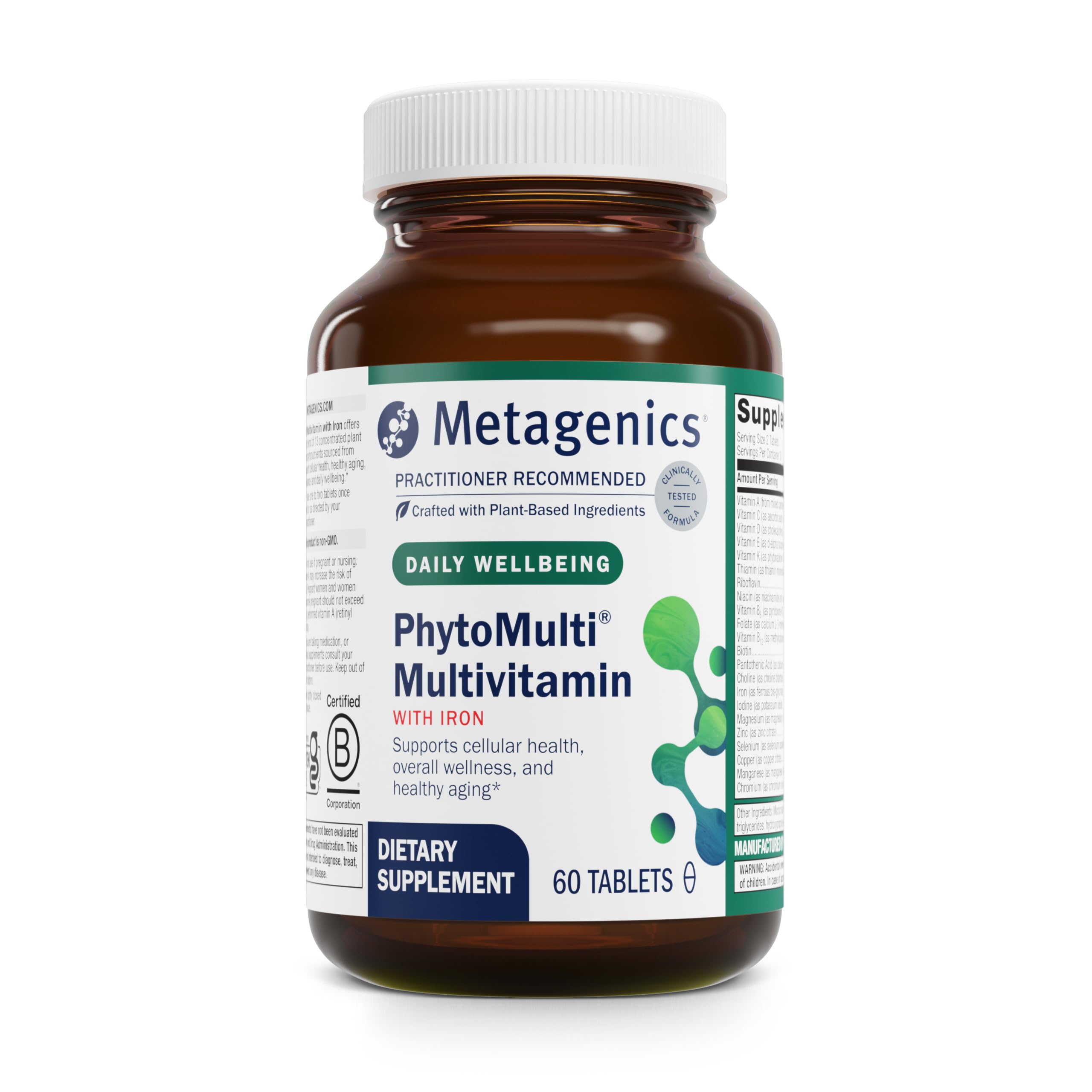 Metagenics PhytoMulti avec Fer – bouteille visible, soutien énergétique potentiel au quotidien.