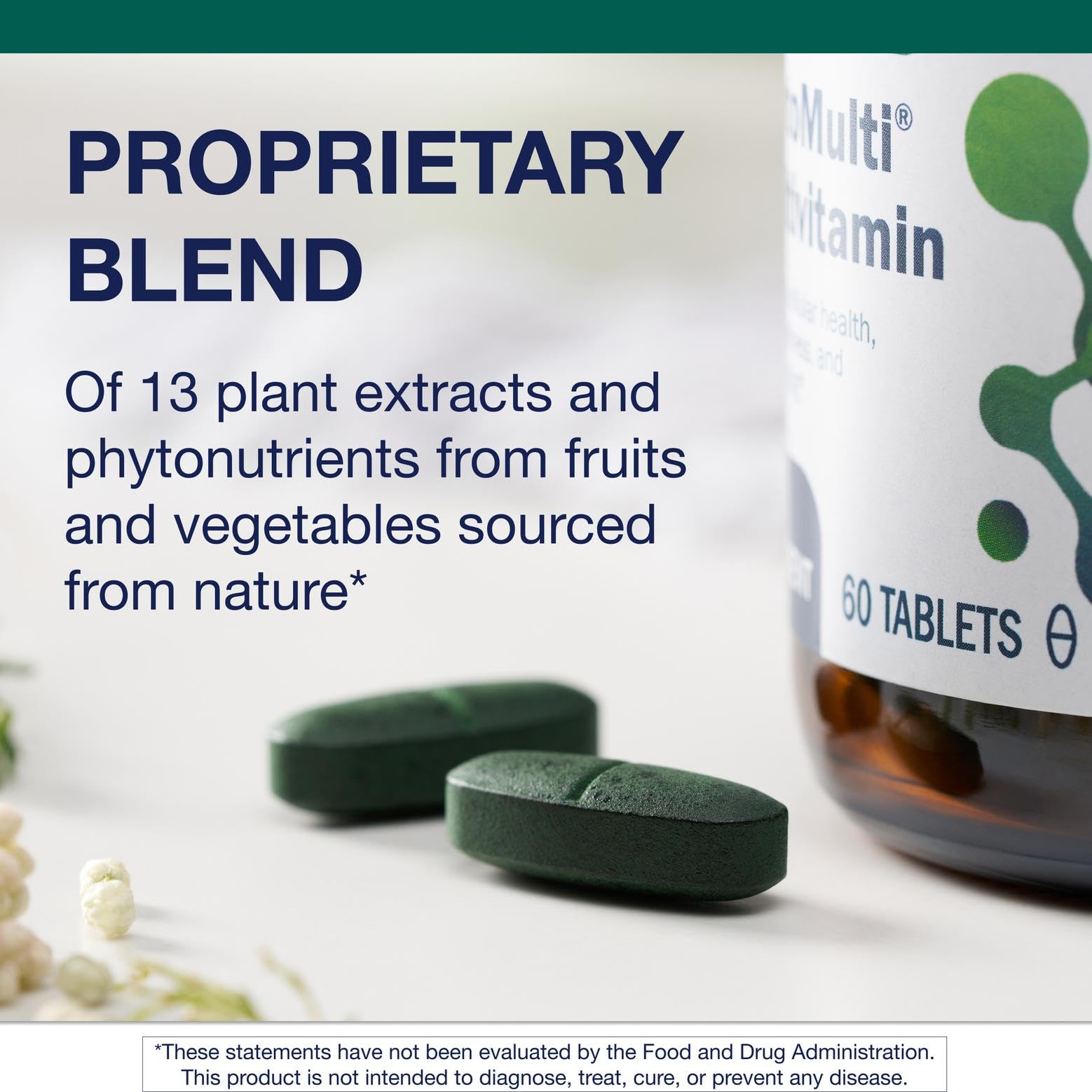 Metagenics PhytoMulti Sans Fer, ingrédients: vitamines, minéraux et phytonutriments d'origine végétale.