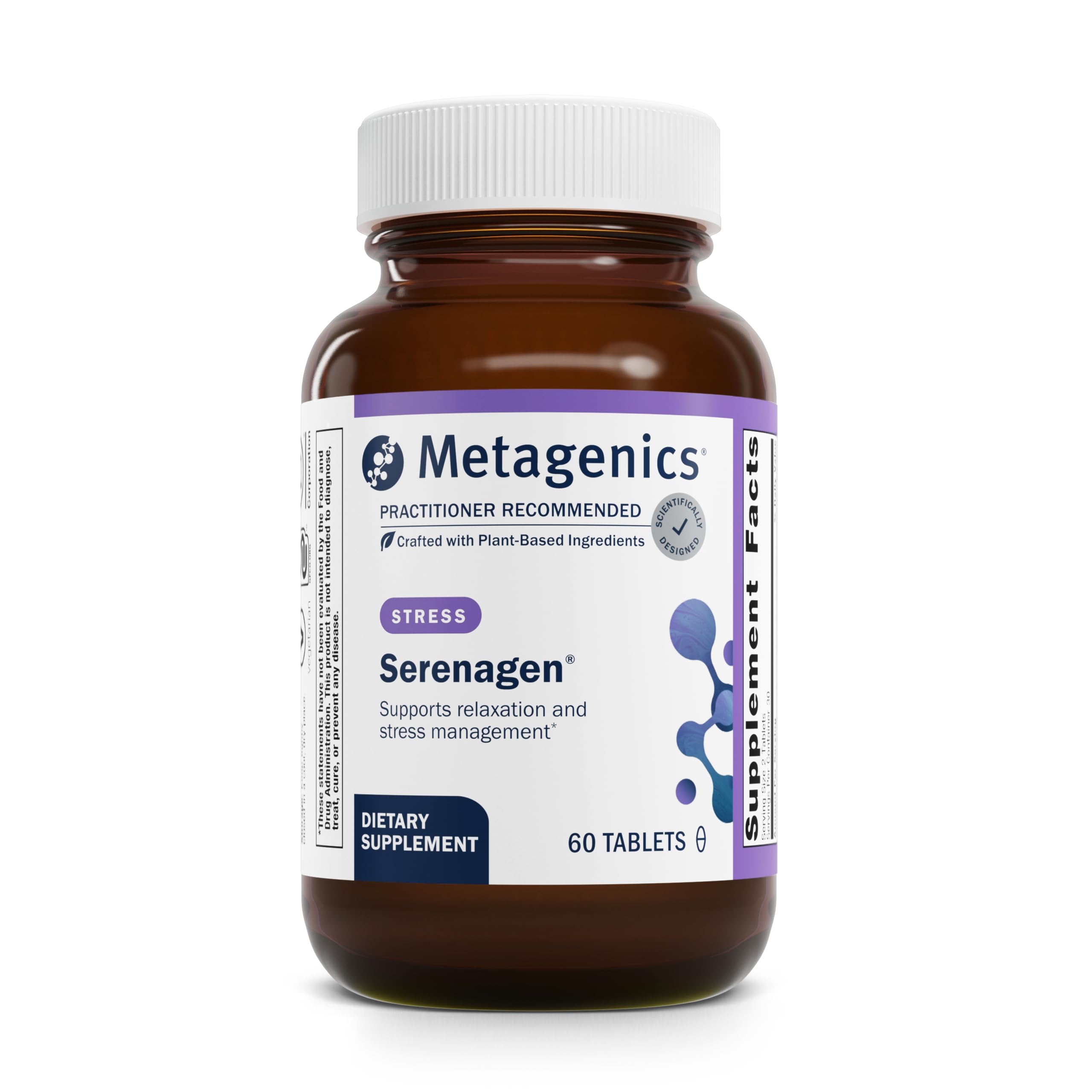 Metagenics Serenagen – Bouteille de 60 tablettes, soutien du calme et de la concentration.