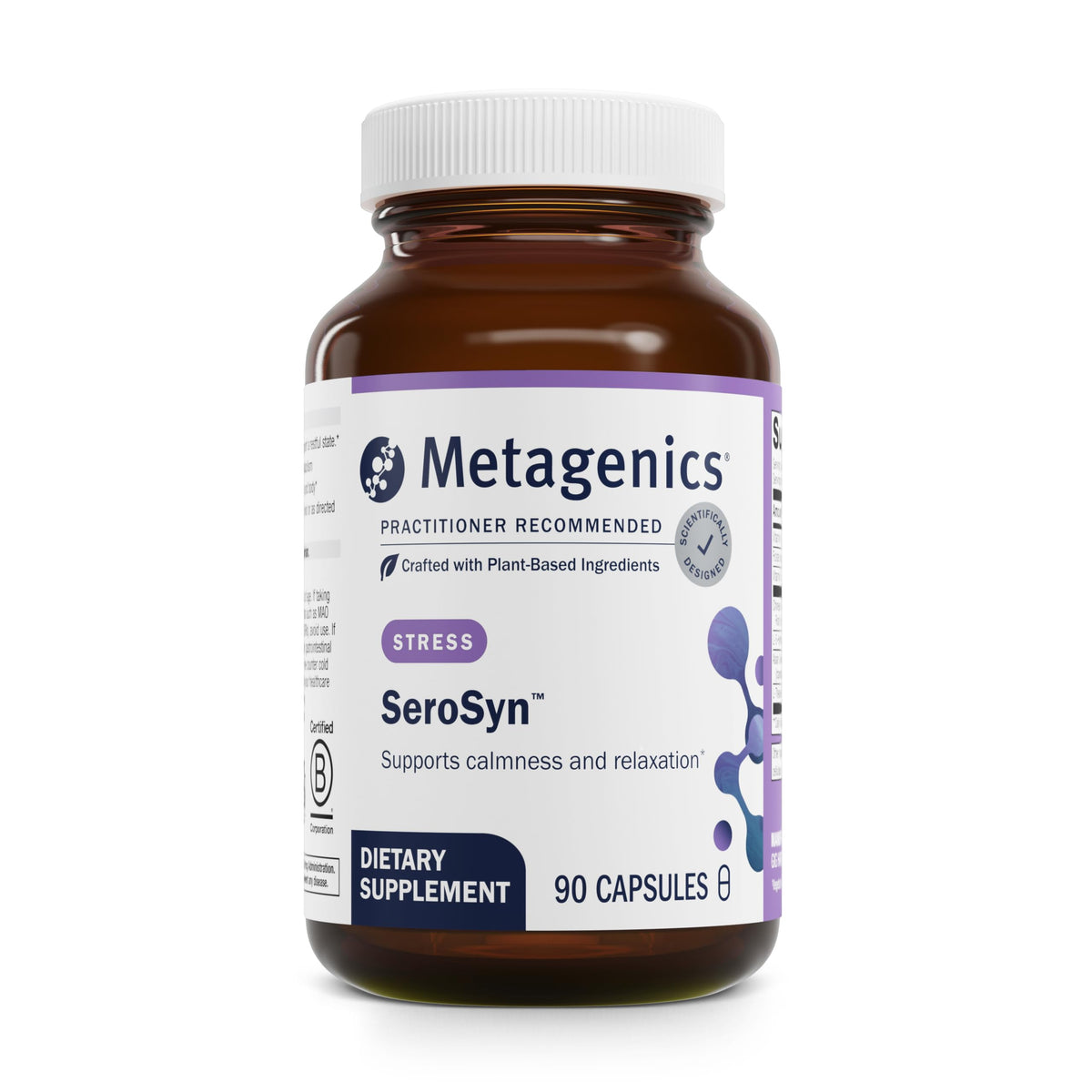 SeroSyn Metagenics, bouteille de 90 gélules, soutien calme et humeur positive.