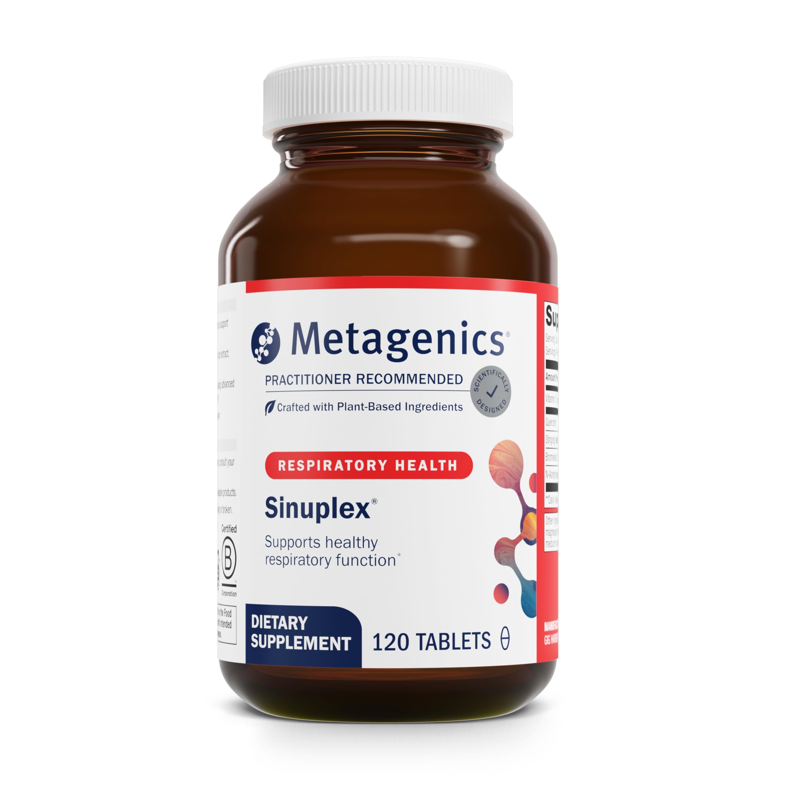 Metagenics Sinuplex flacon-tablettes pour le soutien respiratoire potentiel