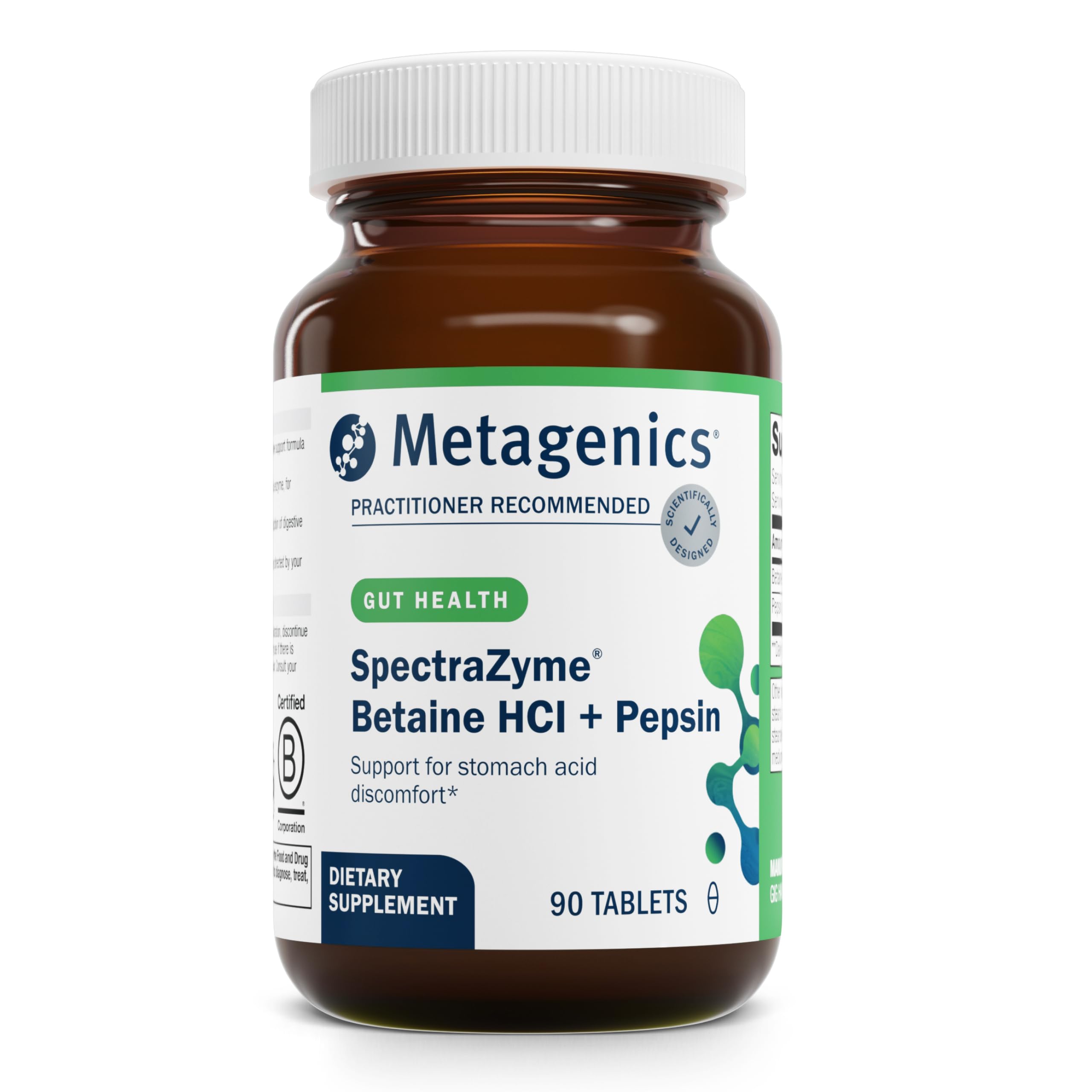Metagenics SpectraZyme: bouteille de complément, soutien potentiel à la digestion des protéines