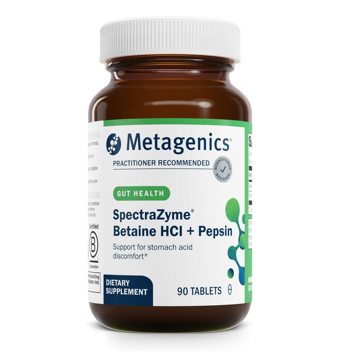 Metagenics SpectraZyme: bouteille de complément, soutien potentiel à la digestion des protéines