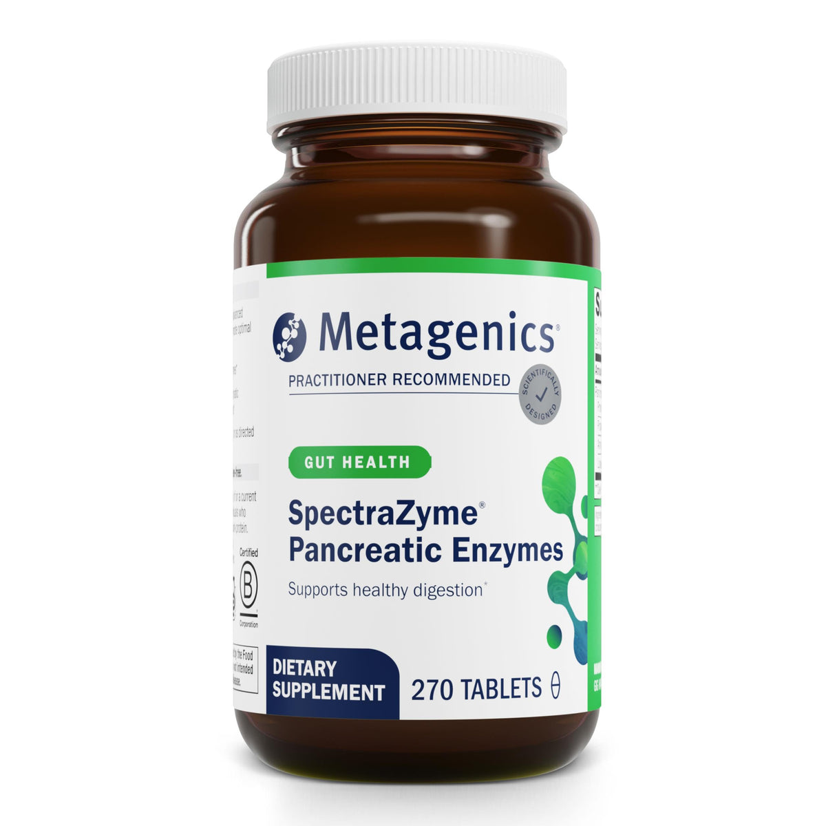 Metagenics SpectraZyme — bouteille visible, soutien digestif potentiel après les repas.