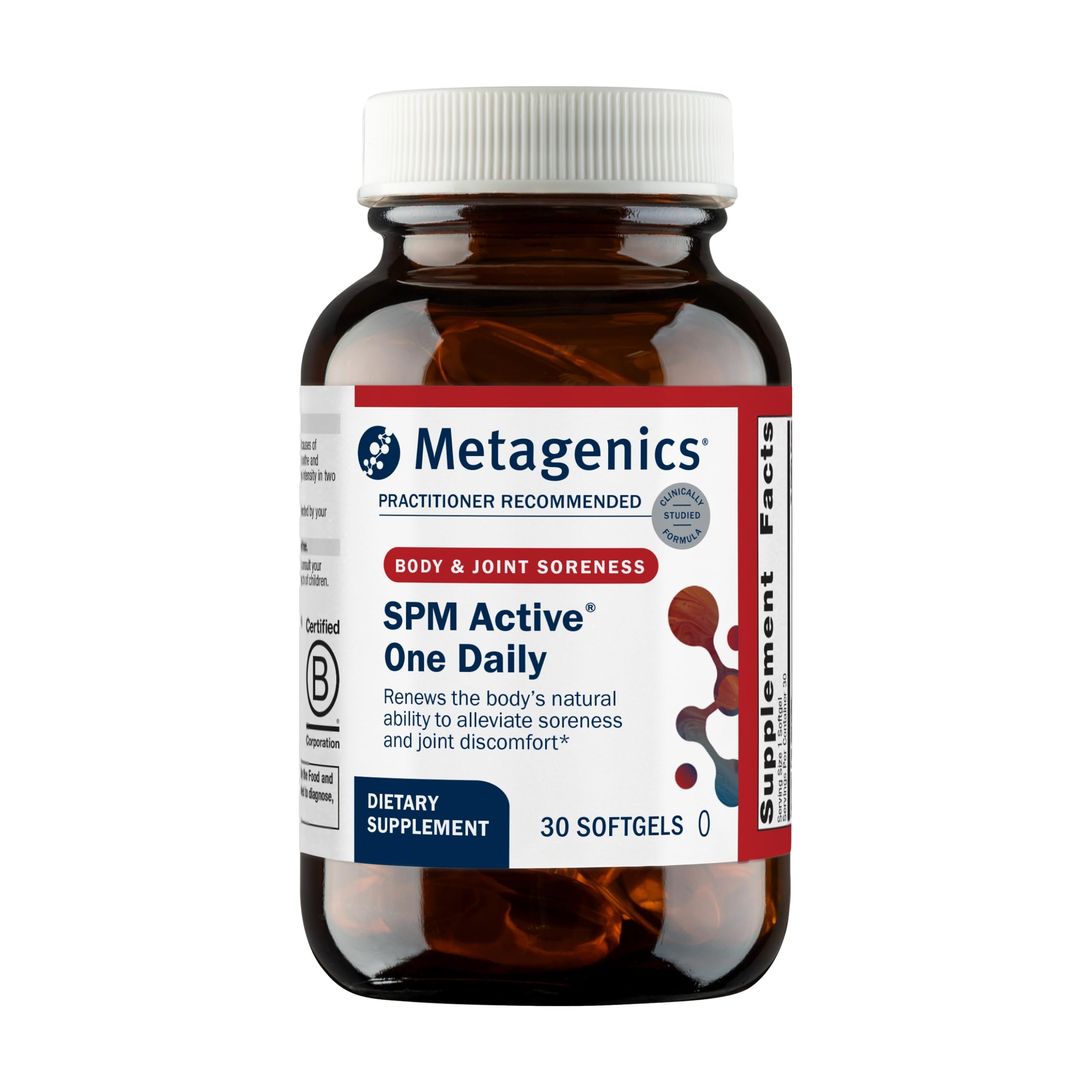 Metagenics SPM Active - bouteille montrant la prise quotidienne facile