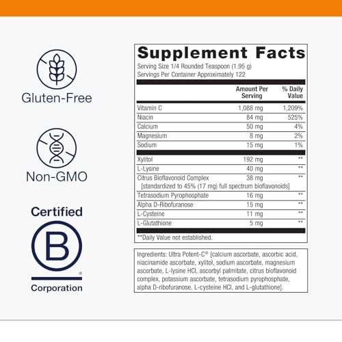 Metagenics Ultra Potent-C poudre avec L‑Glutathione et L‑Lysine, association réfléchie