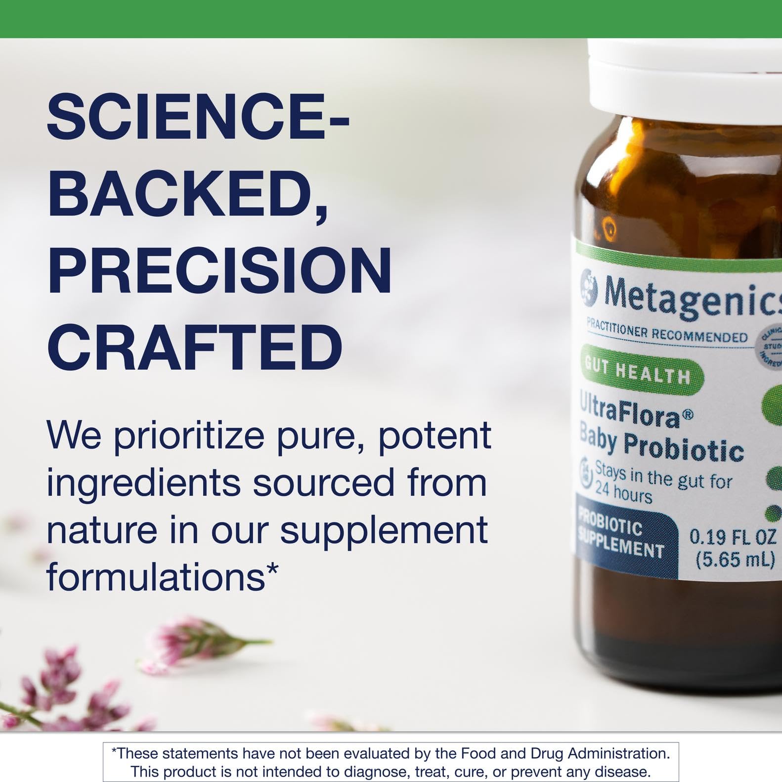 Boîte Metagenics UltraFlora Baby Probiotic sur l’emballage clair