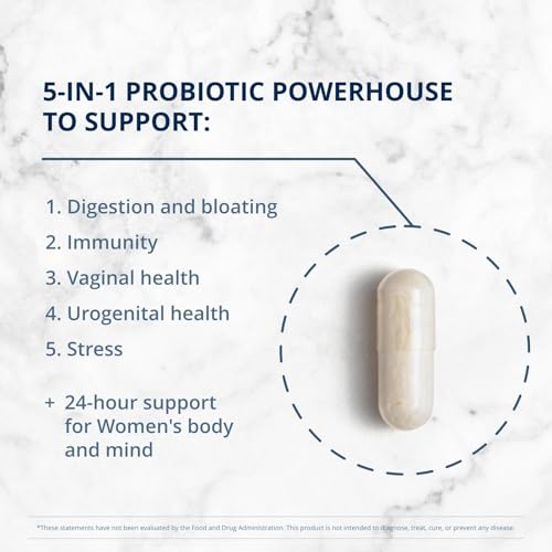 Metagenics UltraFlora Complete Femmes Probiotique, fiche-ingredients, cinq souches recherchées.