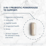 Metagenics UltraFlora Complete Femmes Probiotique, fiche-ingredients, cinq souches recherchées.