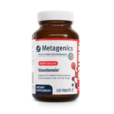 Metagenics Vasotensin, bouteille montrée, soutien potentiel à une pression sanguine normale.