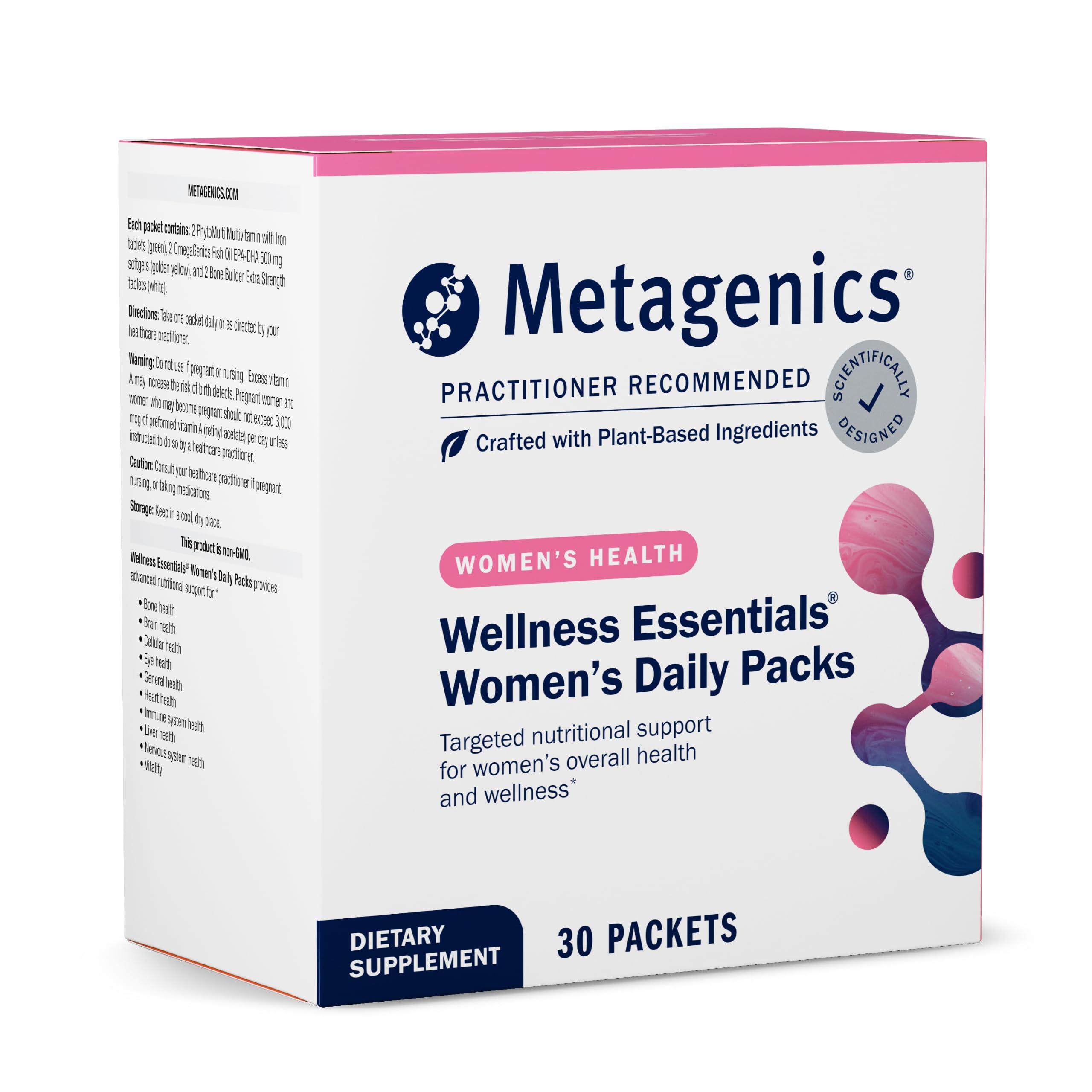 Metagenics Wellness Essentials Femmes – emballage quotidien prêt à l’emploi pour une routine simplifiée.