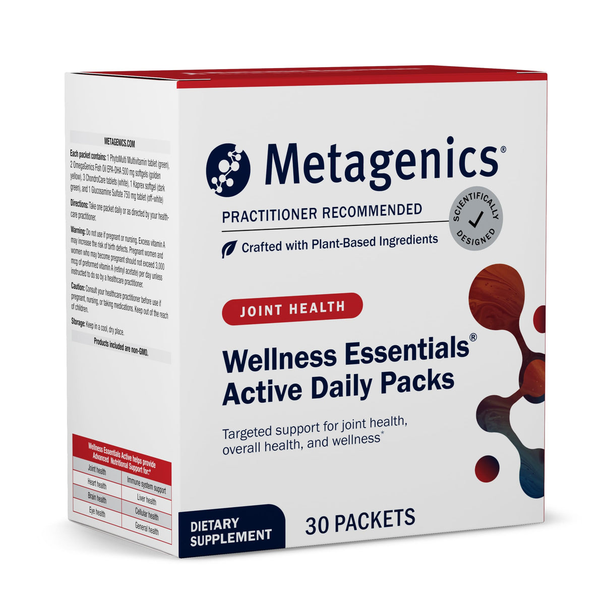 Metagenics Wellness Essentials emballage montrant le pack quotidien pratique pour mode de vie actif