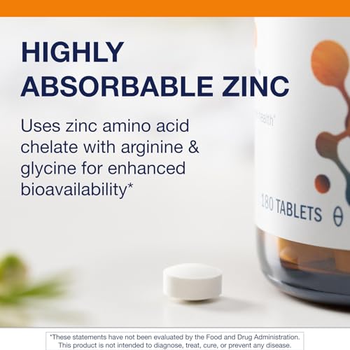 Metagenics Zinc A.G. etiquette: informations claires sur l'absorption et pureté.