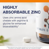 Metagenics Zinc A.G. etiquette: informations claires sur l'absorption et pureté.