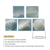 METAL ARTEM fleur de vie dorée, auto-adhésif pour téléphone portable