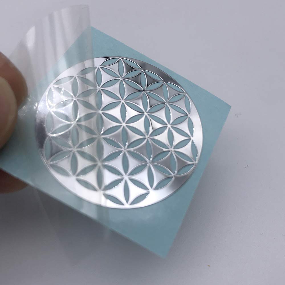 METAL ARTEM fleur de vie argentée vue angle2, finition argentée élégante pour objets bricolage.