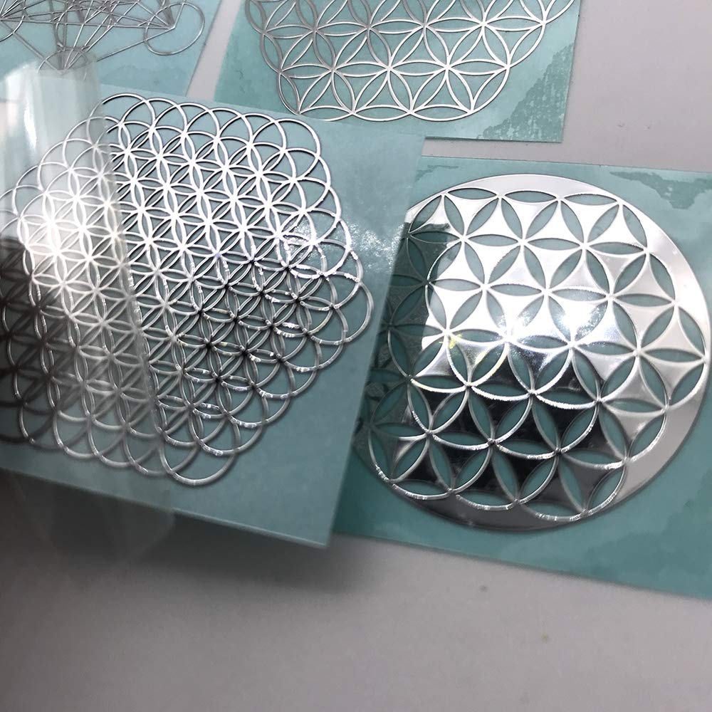 METAL ARTEM fleur de vie argentée vue angle3, parfait pour projets en résine et décor.