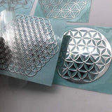METAL ARTEM fleur de vie argentée vue angle3, parfait pour projets en résine et décor.