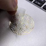 METAL ARTEM fleur de vie argentée, sticker durable pour ordinateur