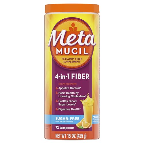Metamucil Poudre Orange : solution pratique pour augmenter l'apport en fibres tout au long de la journée.