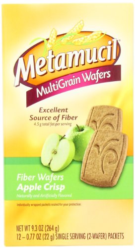 Metamucil wafers pomme croquante, assiette dégustation prête à manger.