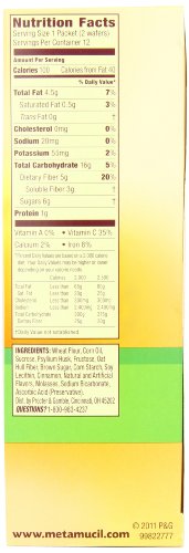 Panel nutritionnel Metamucil pomme croquante, informations visibles et lisibles.