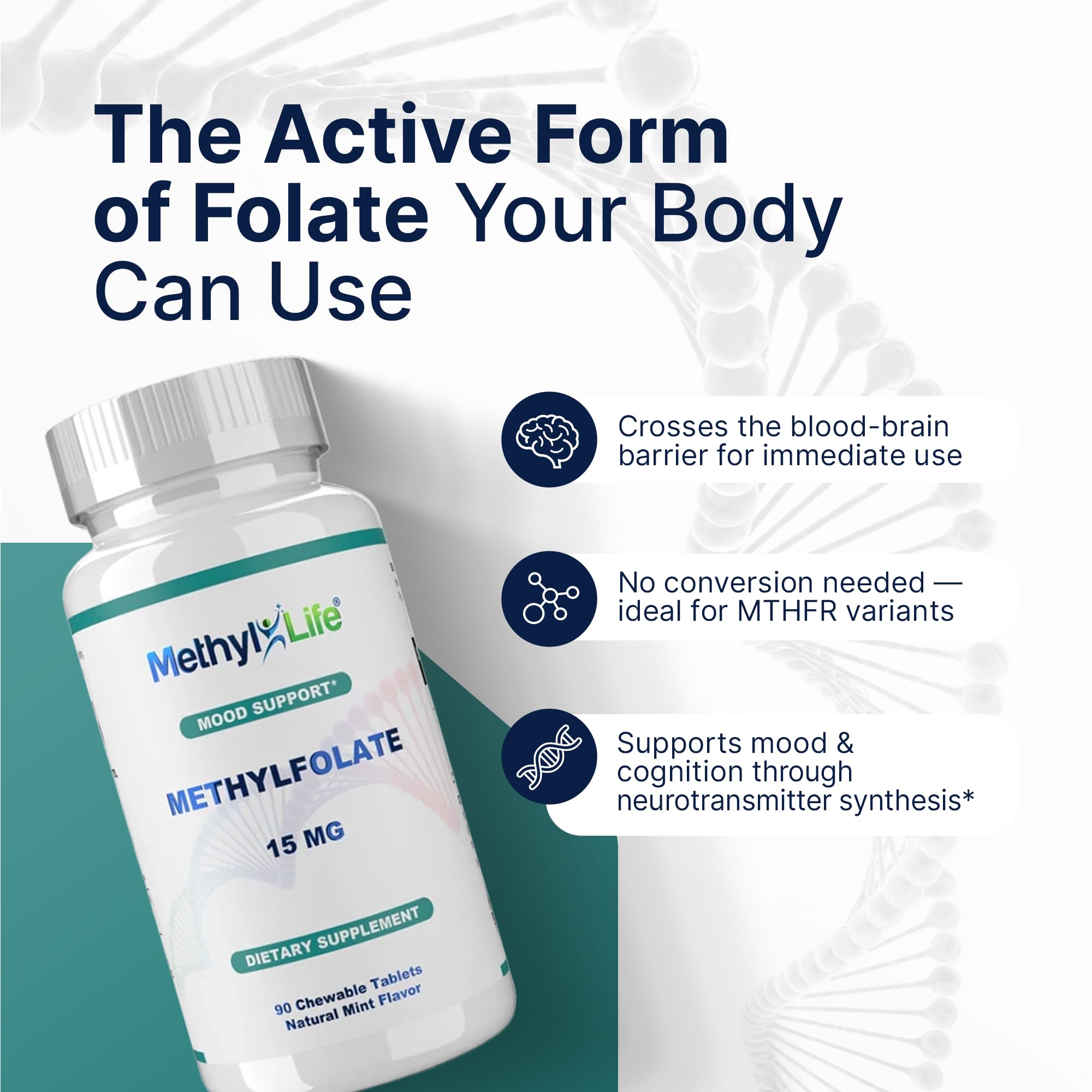 Formulation Cerebrofolate pure de Methyl-Life pour une source fiable de B9.