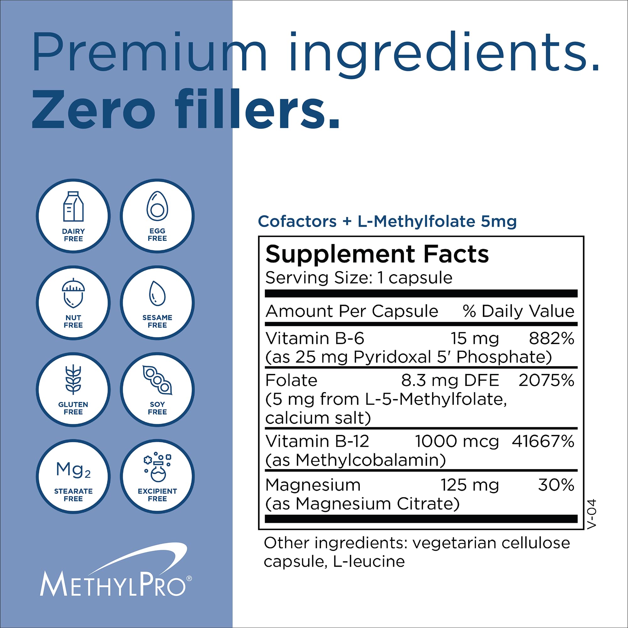Étiquette MethylPro sans allergènes et pureté élevée sur l'emballage.