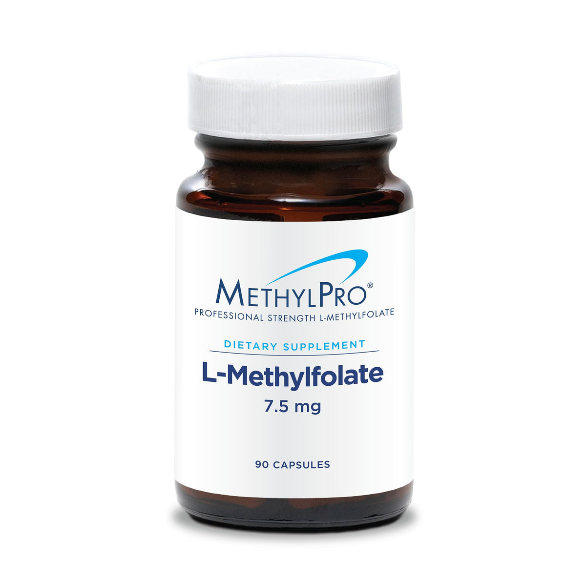 MethylPro L-Méthylfolate 7,5 mg: bouteille avec dosage simple.