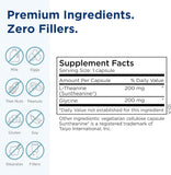 MethylPro L-Theanine 200mg, capsules ouvertes démontrant leur composition.