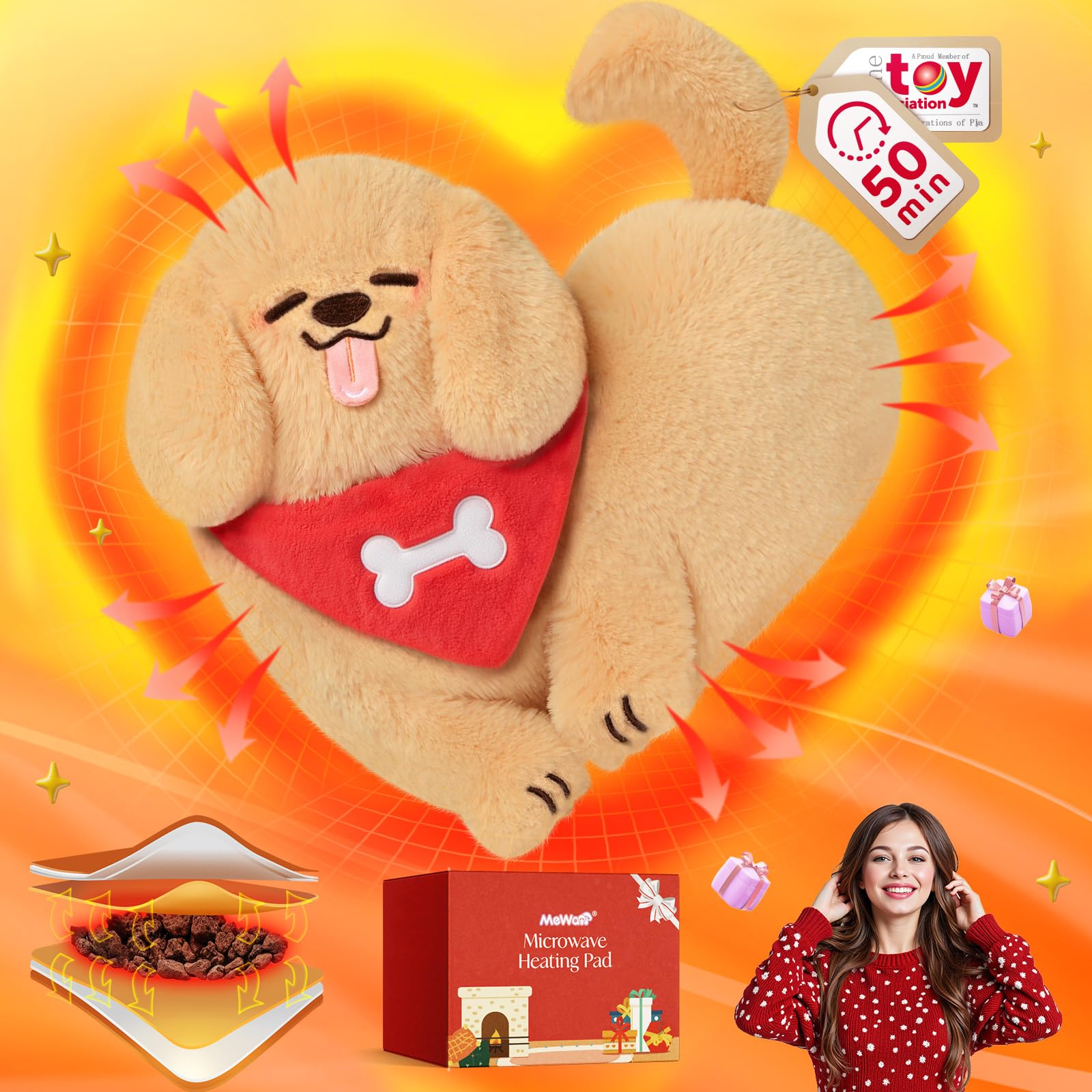 Mewaii Corgi doudou thermique au micro-ondes, chaleur durable