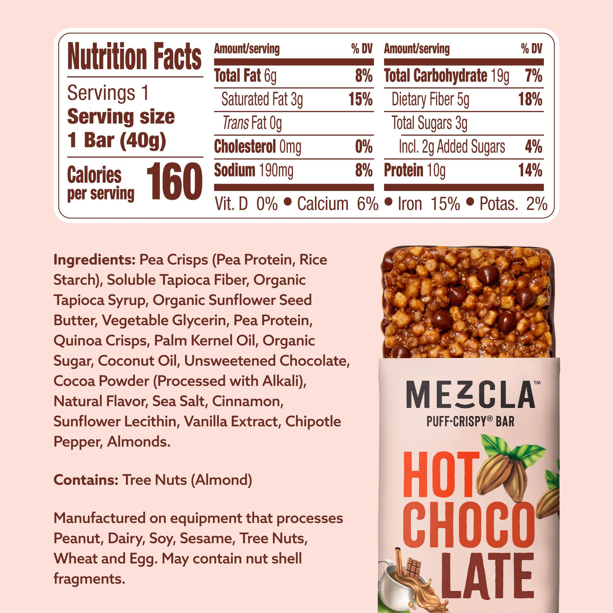 Barre Mezcla protéine 10 g végétale, snack rapide et soutenu.