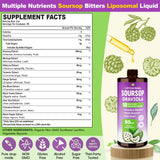 Mezqai Soursop Bitters Liquid - gouttes mesurées pour favoriser l'énergie et le bien-être.