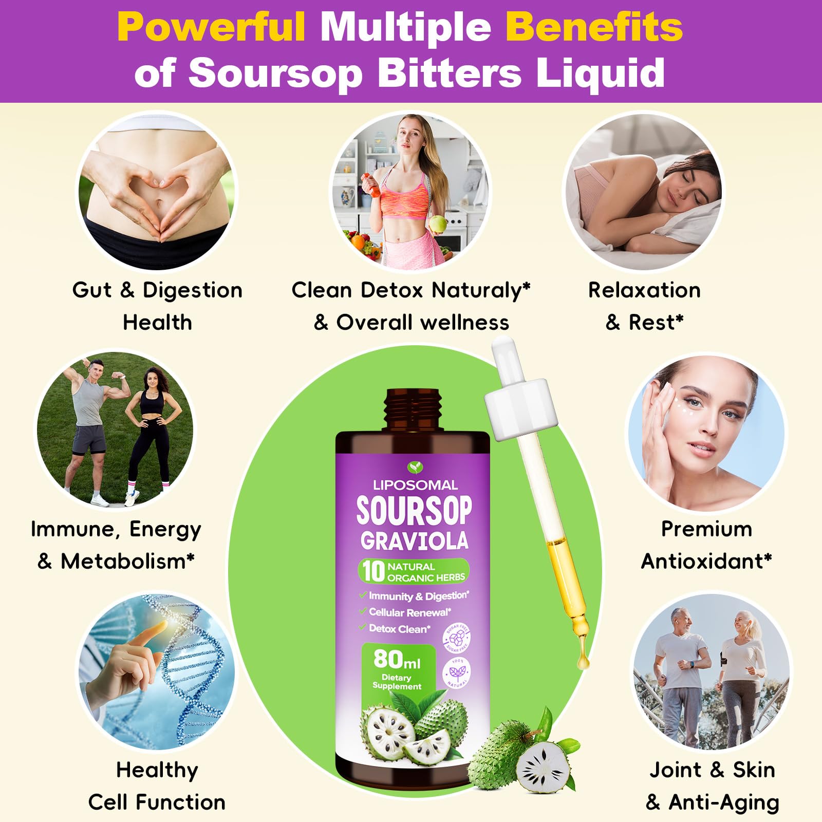 Mezqai Soursop Bitters Liquid - ingrédients naturels et riches pour le soutien digestif.