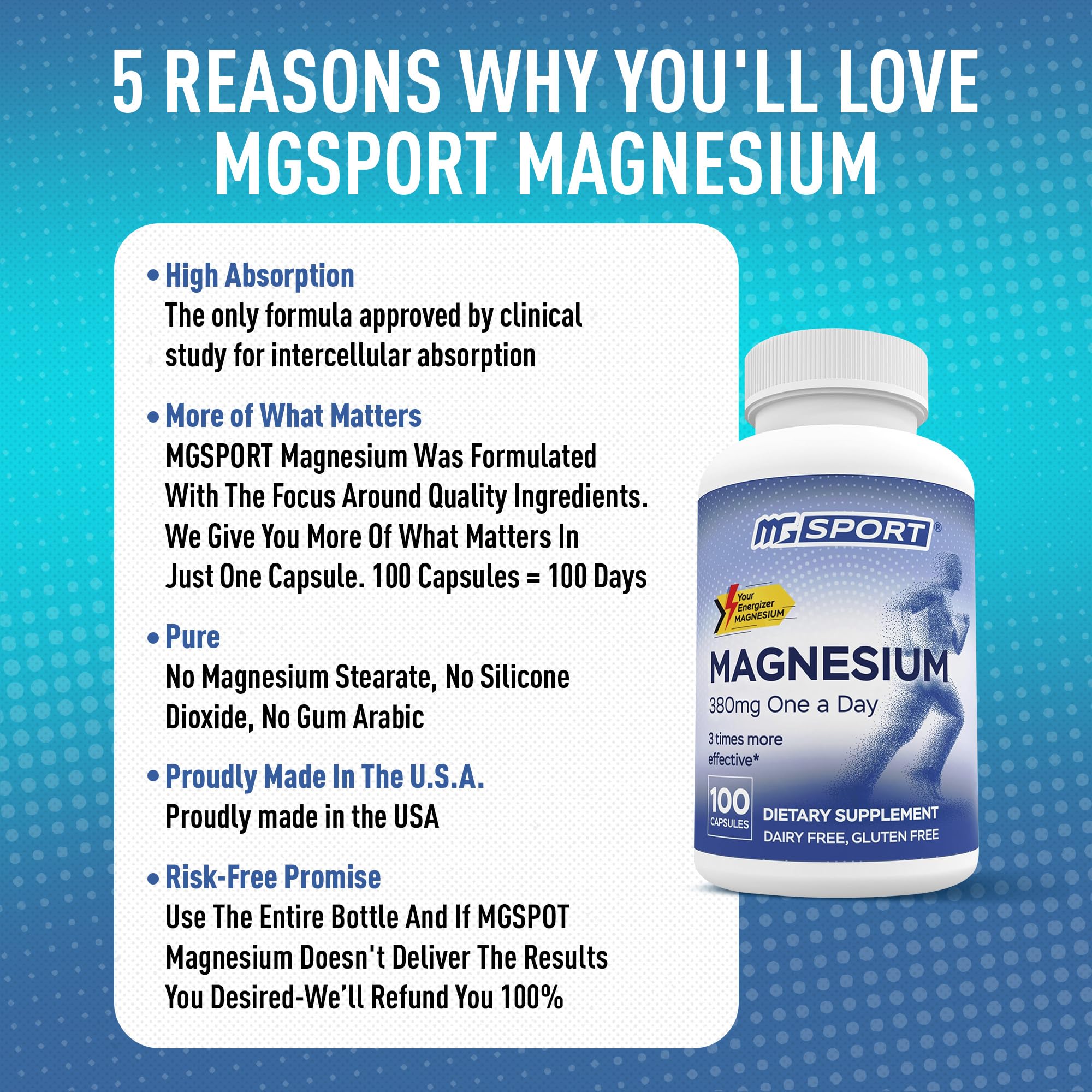 MgSport formule pure sans additifs, douce sur l'estomac
