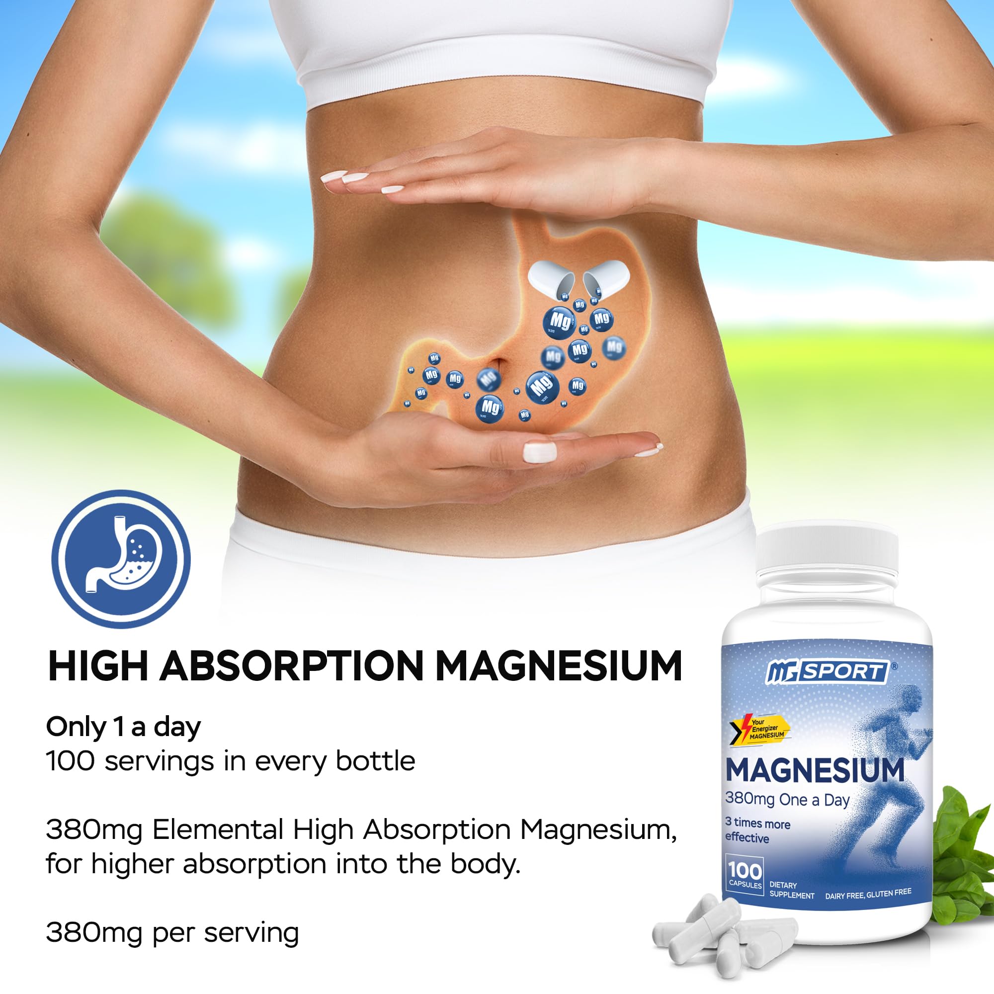 MgSport gélule magnesium 380mg, pratique au coucher pour le sommeil