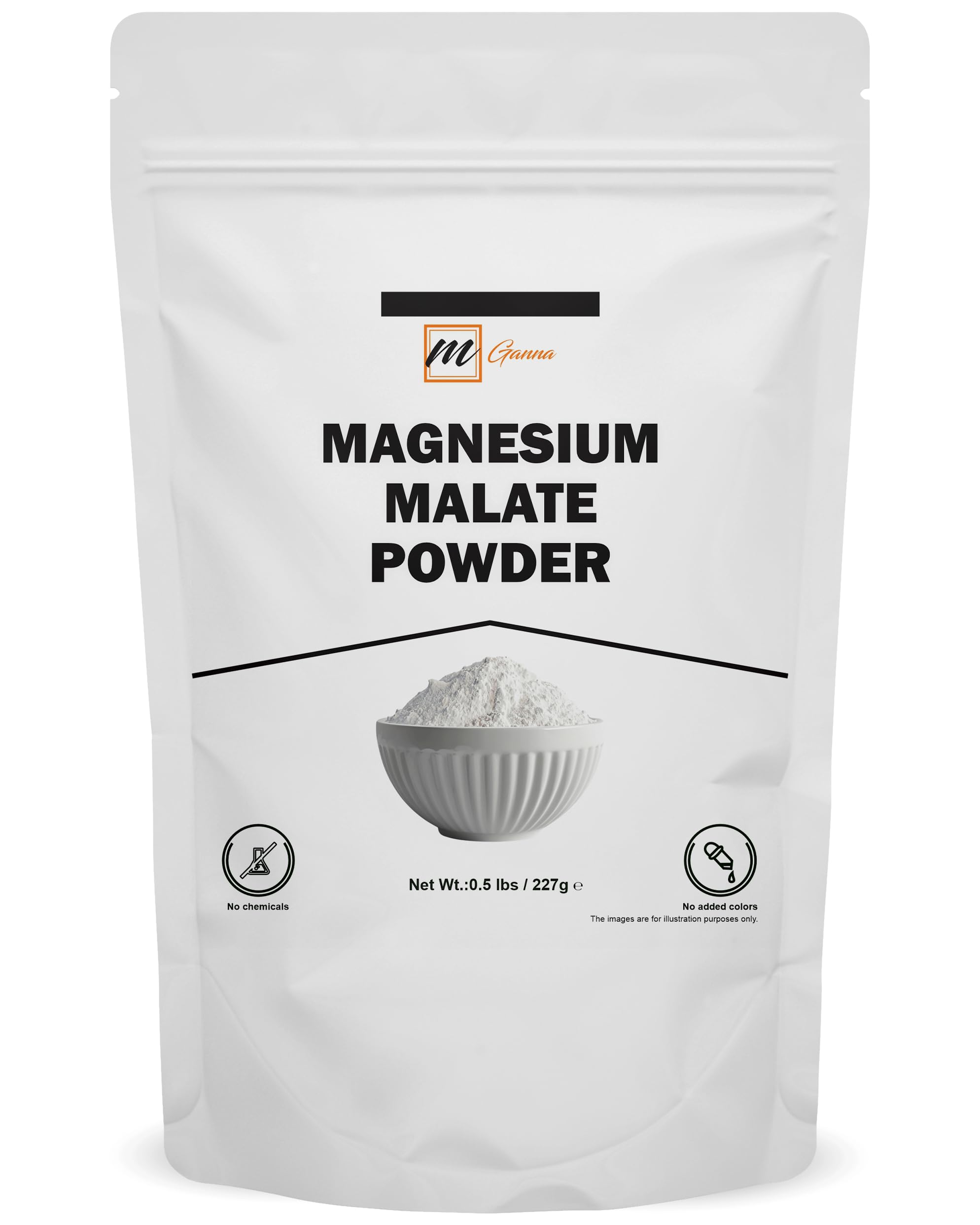 mGanna Magnesium Malate: poudre fine prête au mélange pour DIY.