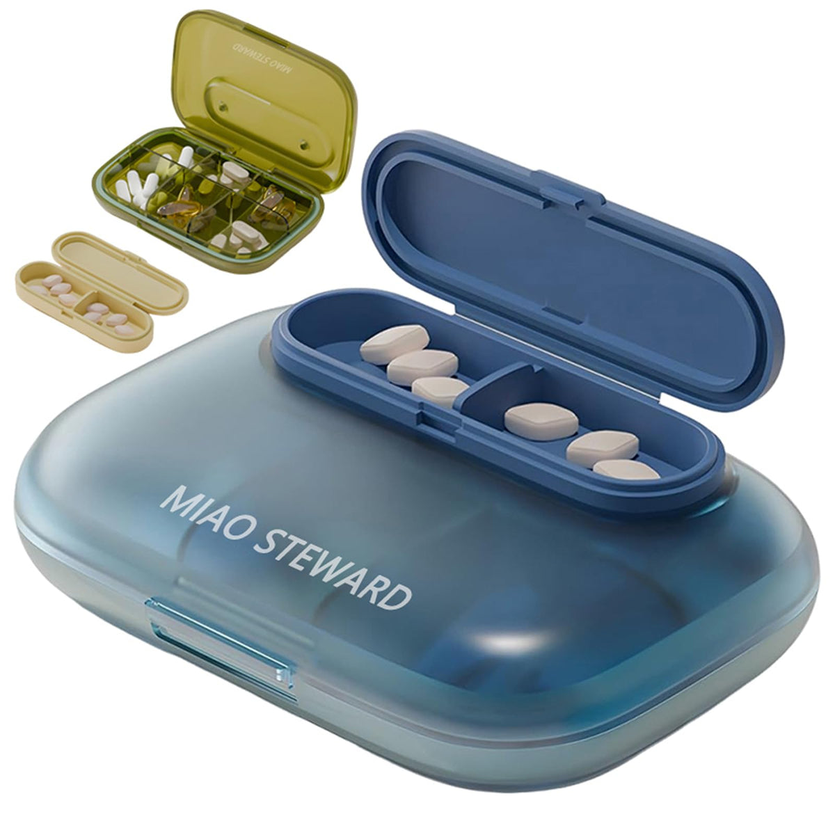 Miao Steward Organisateur portable de pilules avec six compartiments pour voyage.