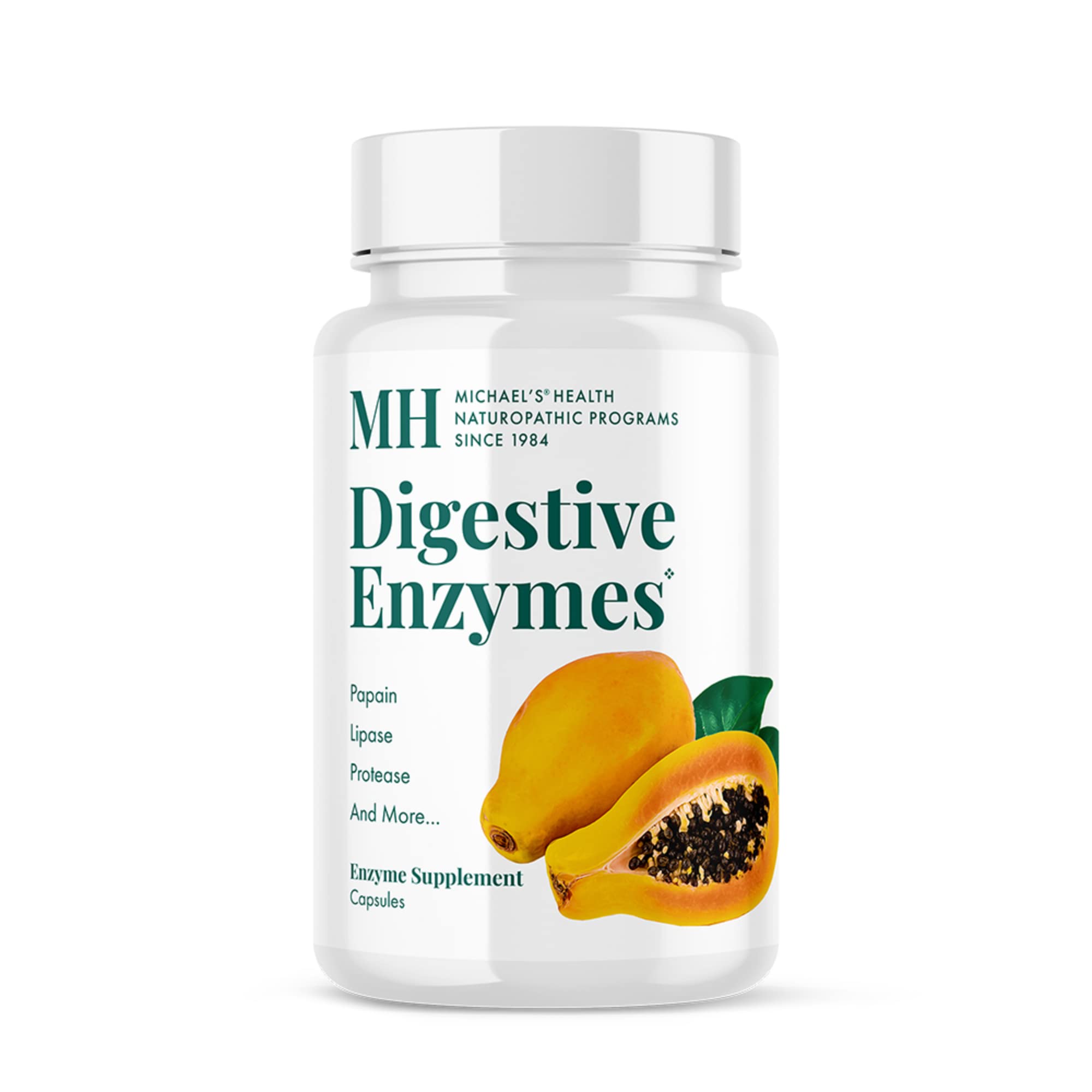 MICHAEL'S Enzymes Digestives – bouteille de capsules facilitant la digestion des repas.