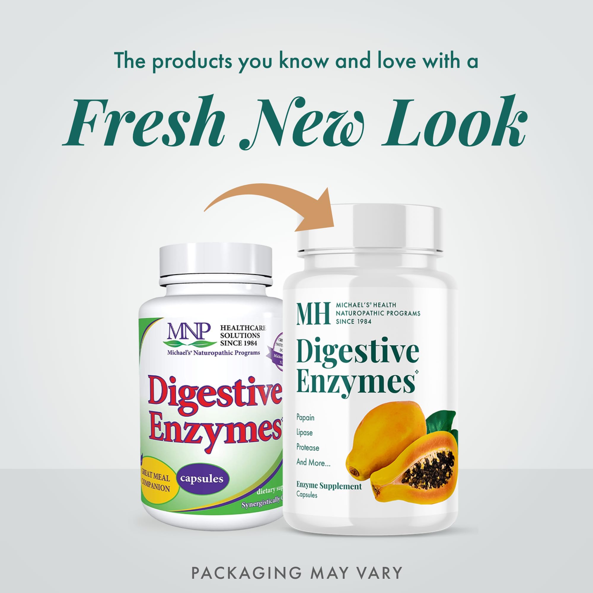 MICHAEL'S Enzymes Digestives – étiquette et emballage clairs pour l'utilisation quotidienne.