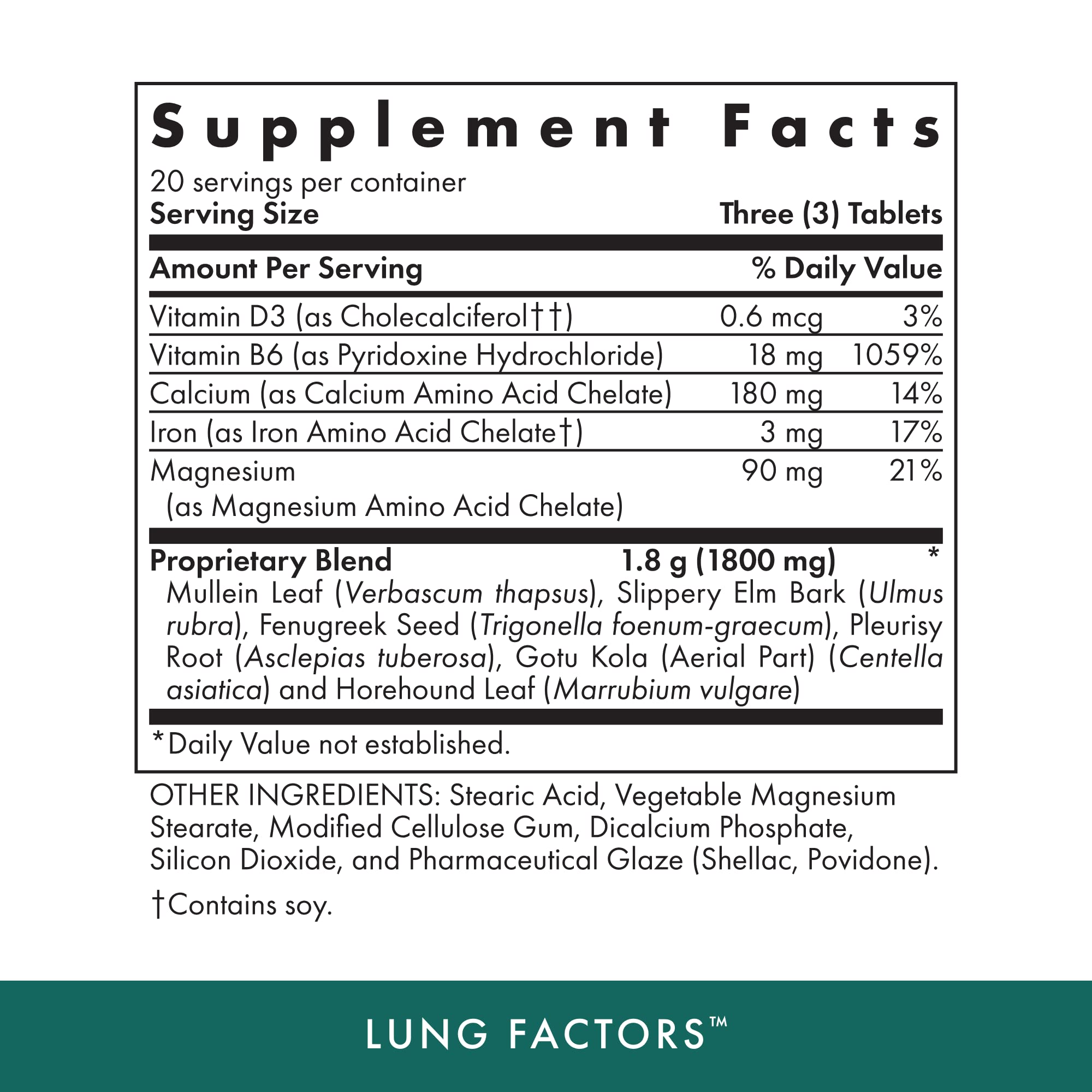 Étiquette MICHAEL'S Lung Factors avec liste d'ingrédients et kasher
