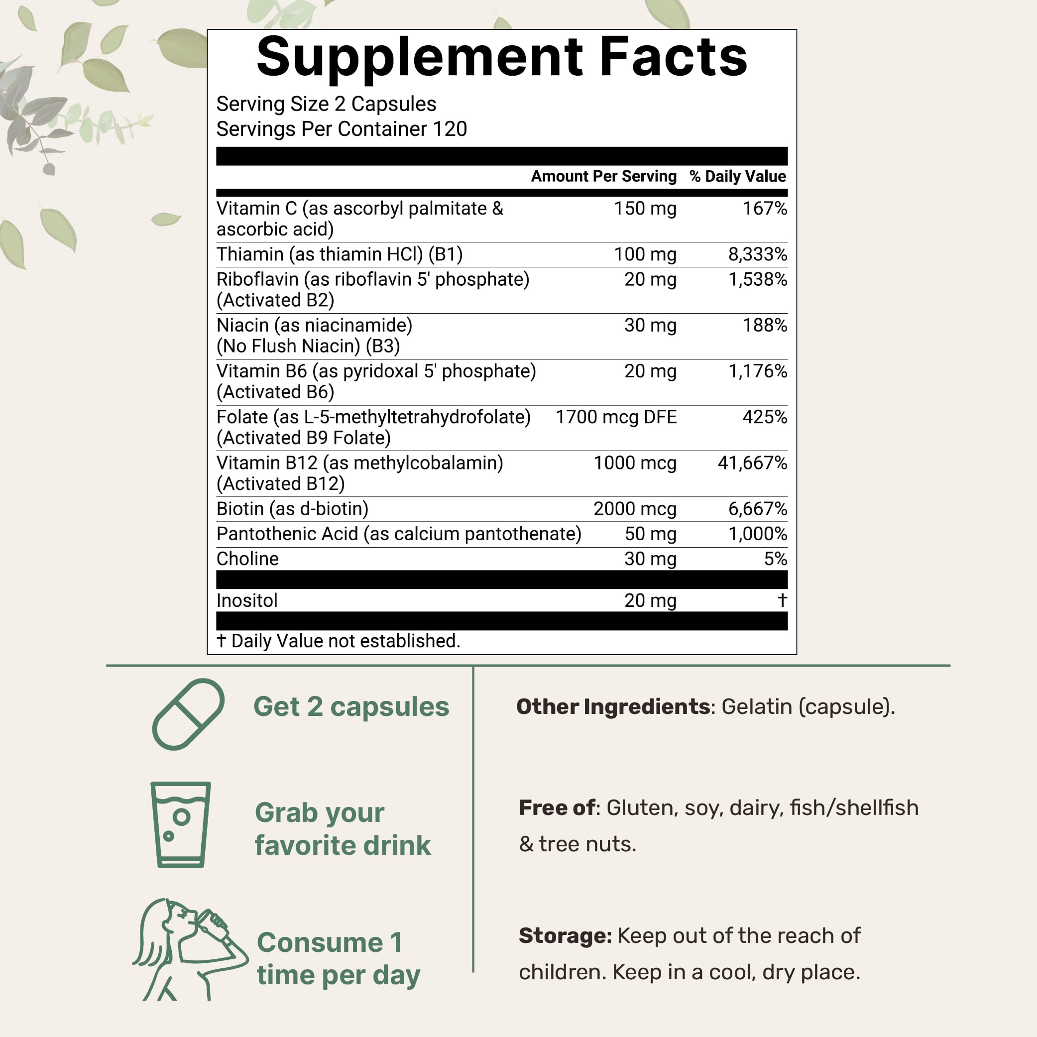 Micro Ingredients Formule 11-en-1: profil vitaminé B complet pour la routine.