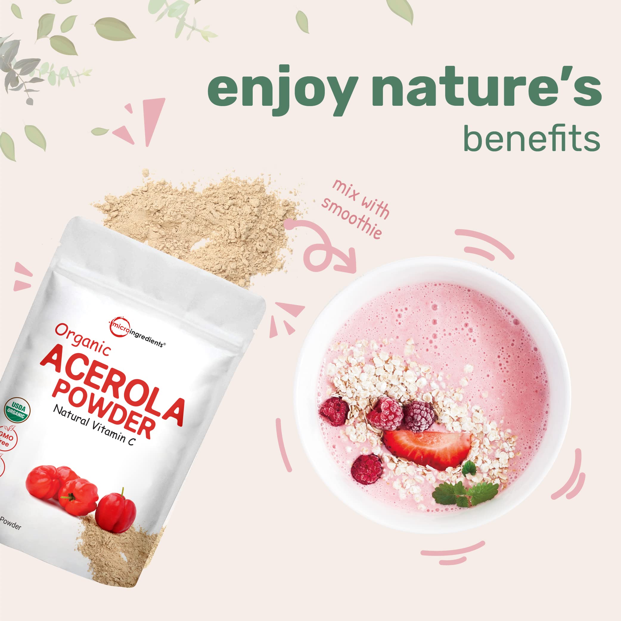 Étiquette et emballage Micro Ingredients indiquant bio et origine Brésil.