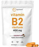Micro Ingredients B2 softgels avec huile de coco, favorise une absorption efficace.