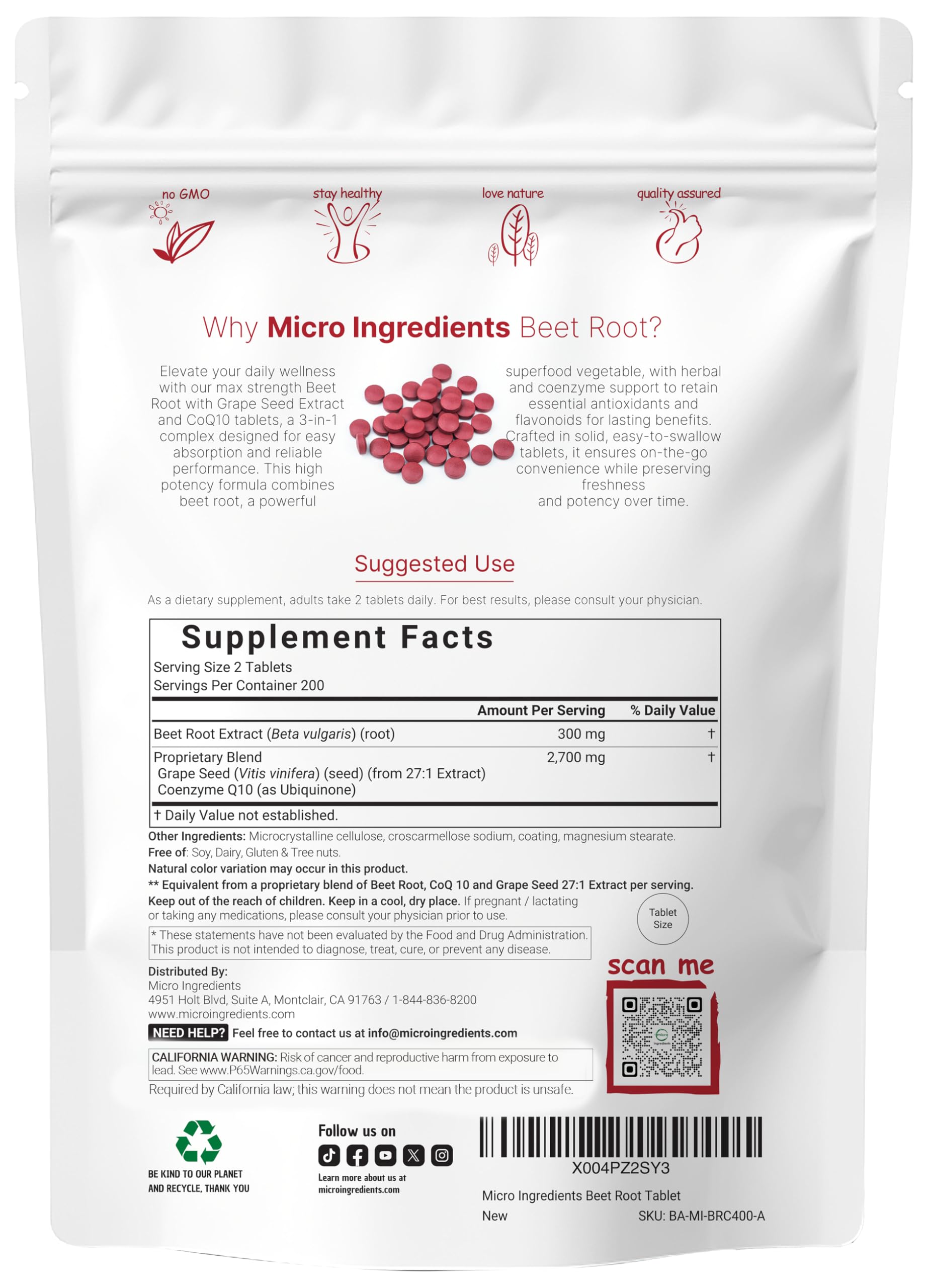 Extrait de pépins de raisin dans Micro Ingredients Betterave pour antioxydants