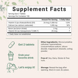 Calcium 1200 mg D3 K2 et bore, comprimé bisecté favorisant l'absorption.